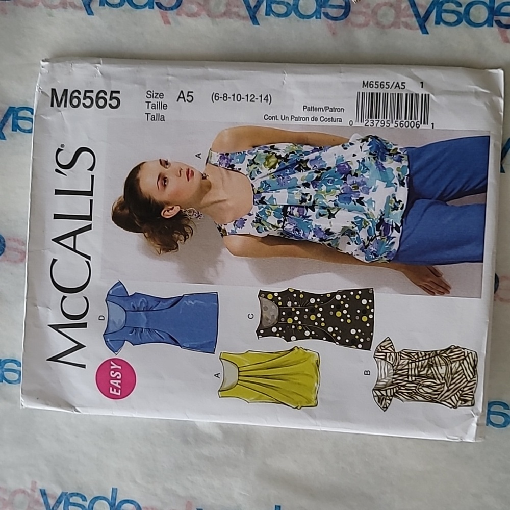 McCall's Misses Lined Tops Sewing Pattern M6565 Used